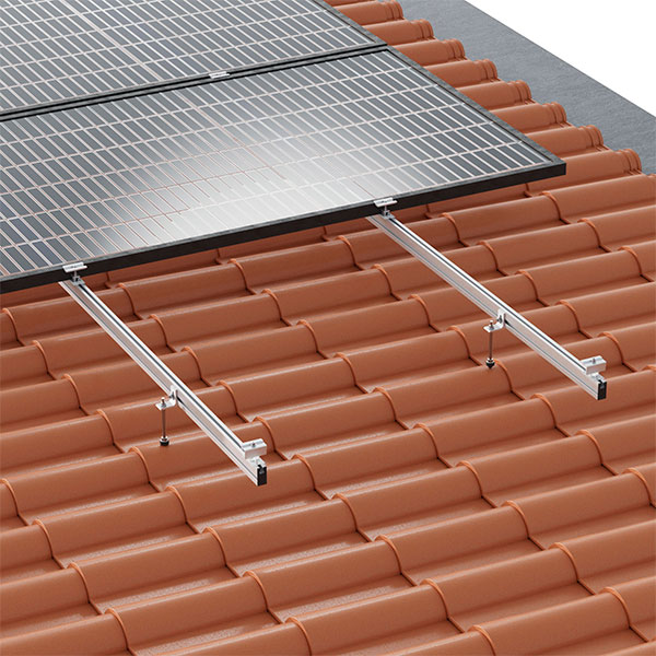 SUNFER 01V6-L Soporte coplanar con conexión L atornillado para cubierta de teja. 6 módulos en vertical