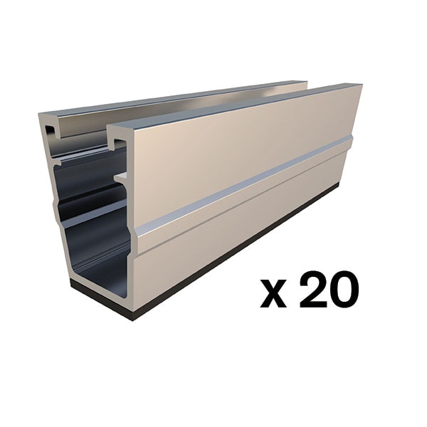 SUNFER S61-ZN Fijación coplanar microraíl, anclaje a chapa trapezoidal. Módulos en horizontal. Tornillería zincada (20 PCS)