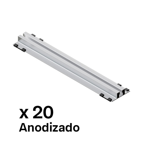 SUNFER S05-380-ZN-A Microraíl para chapa trapezoidal. Tornillería zincada. Anodizado (20 PCS)