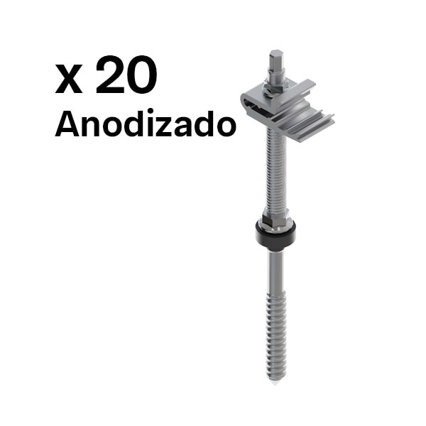 SUNFER S01-250-CL-A Tornillo de doble rosca fijación clip para madera u hormigón. Anodizado (20 PCS)