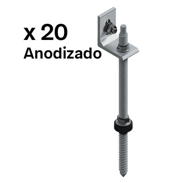 SUNFER S01-250-L-A Tornillo de doble rosca fijación L para madera u hormigón. Anodizado (20 PCS) - SUNFER